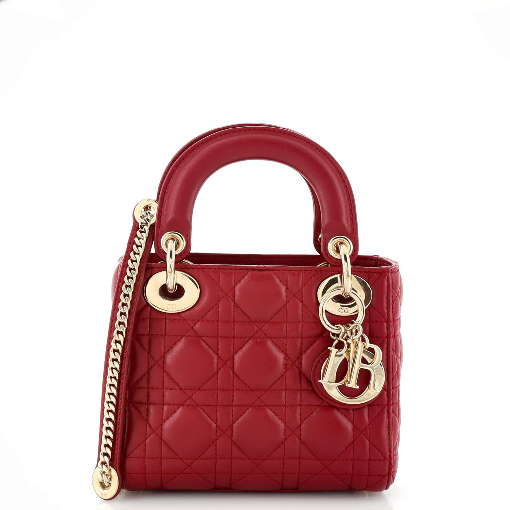Lady Dior Chain Bag Cannage Quilt Lambskin Mini | Rebag