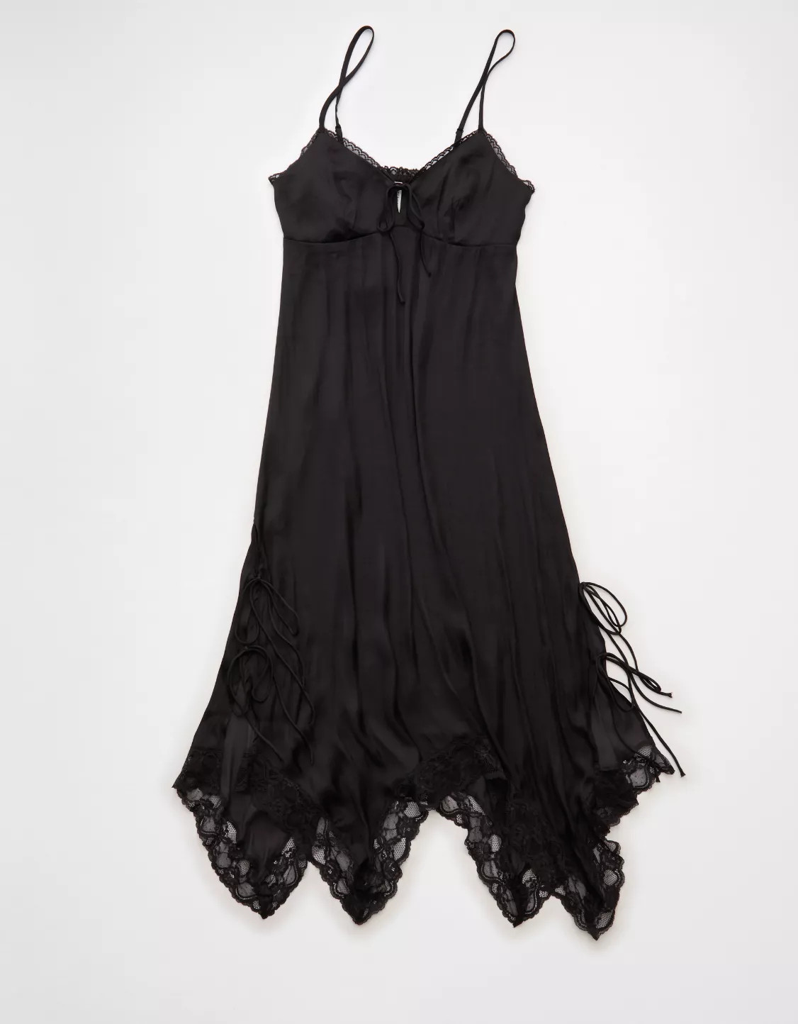 AE Handkerchief Hem Tie Side Midi Slip Dress | American Eagle Outfitters (US & CA)