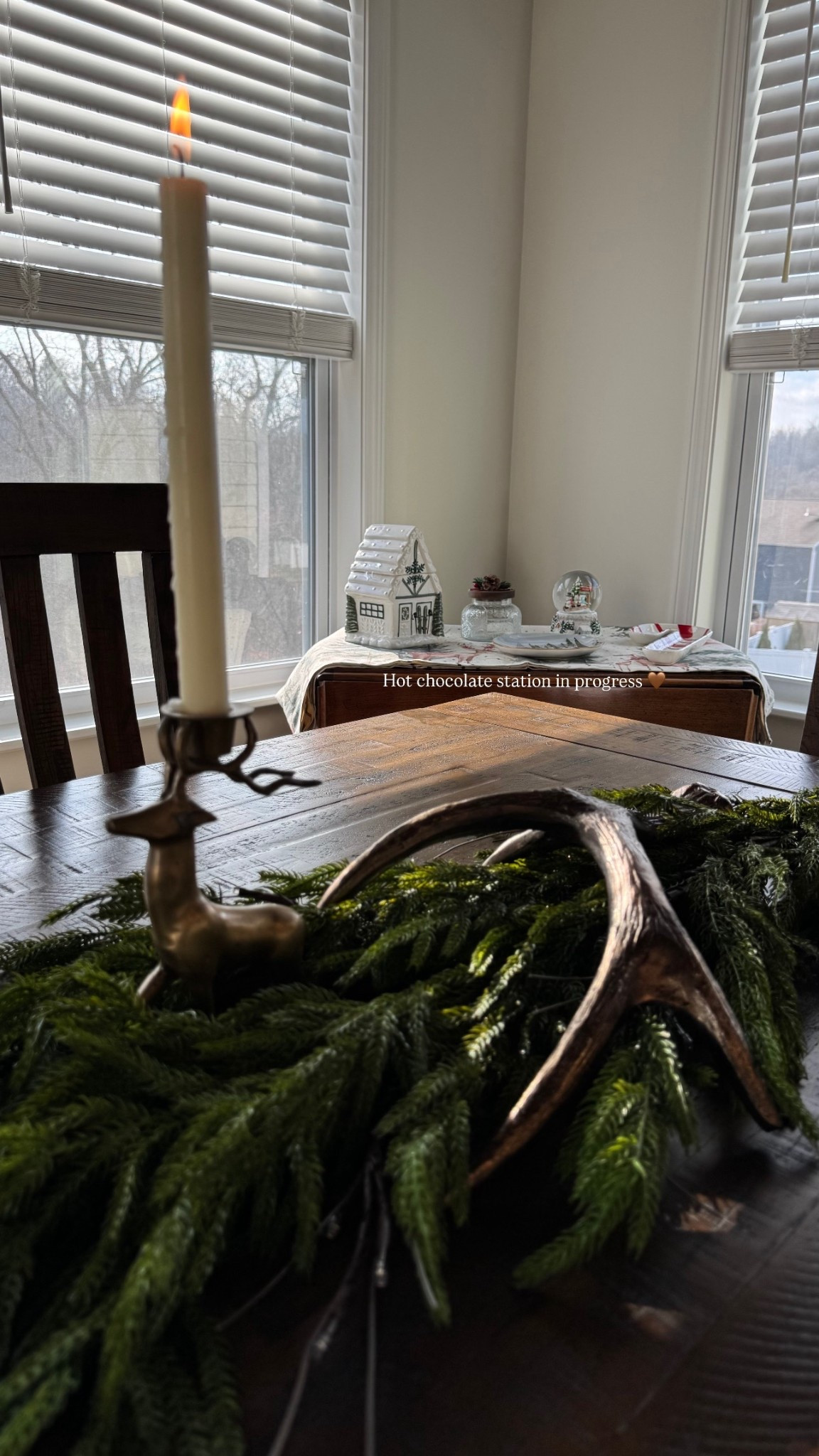 Table centerpiece done & hot chocolate bar in progress! Rustic | modern | collected

#LTKHoliday #LTKKids #LTKHome