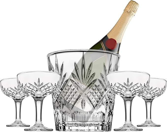 Champagne Coupe and Ice Bucket Cocktail Glasses Set - Dublin Barware Mixology Collection | Amazon (US)