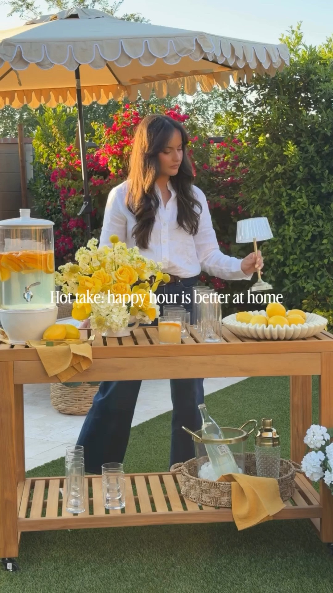 just romanticizing happy hour at home 🤍 #hosting #happyhourathome #summerhosting #tablescapestyling #homeinspo