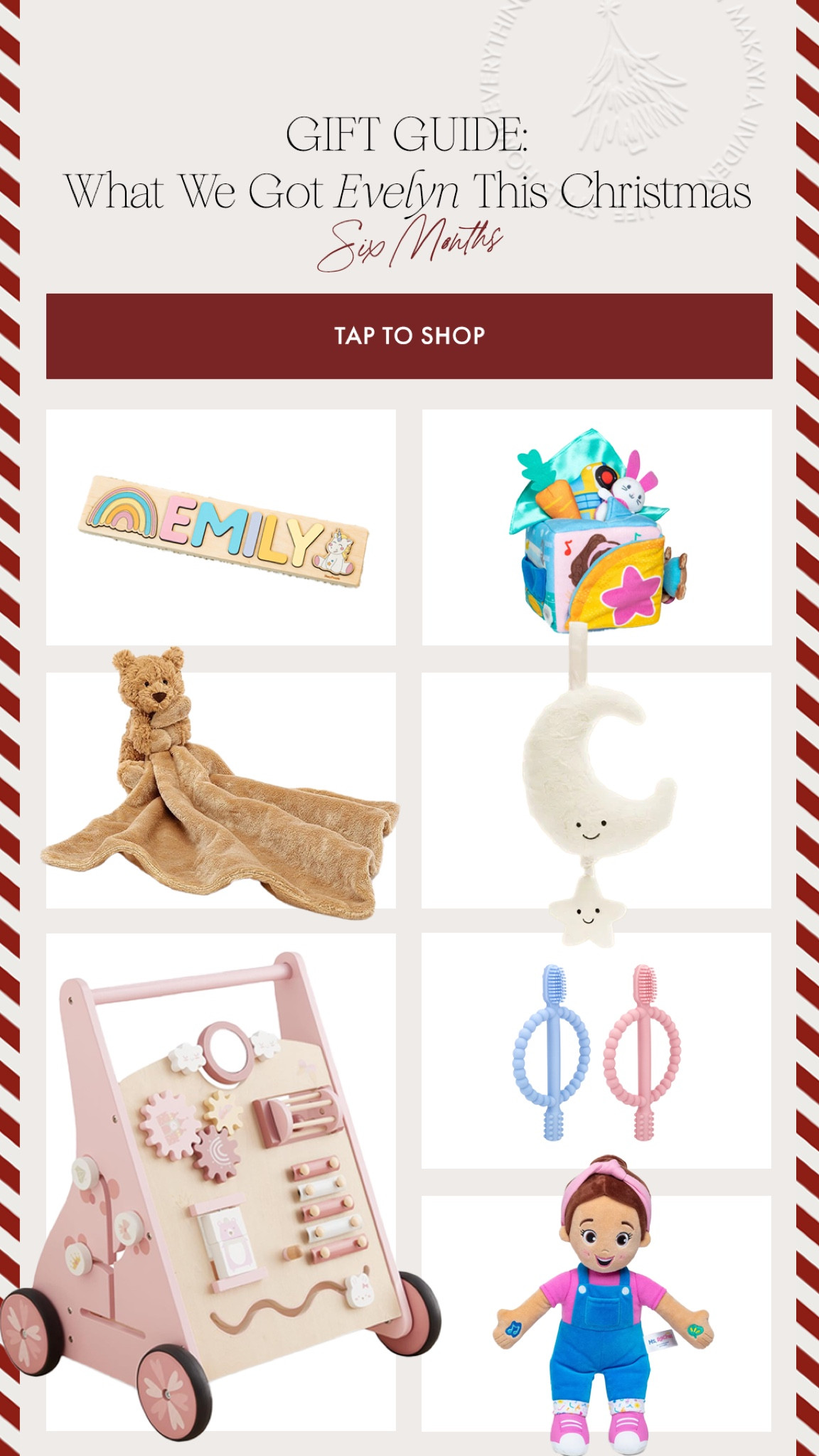What we got Evelyn this Christmas 🎅🏼 six months old! 

Baby gift guide, babygirl, baby walker, Montessori, gift ideas 

#LTKHoliday #LTKBaby #LTKGiftGuide