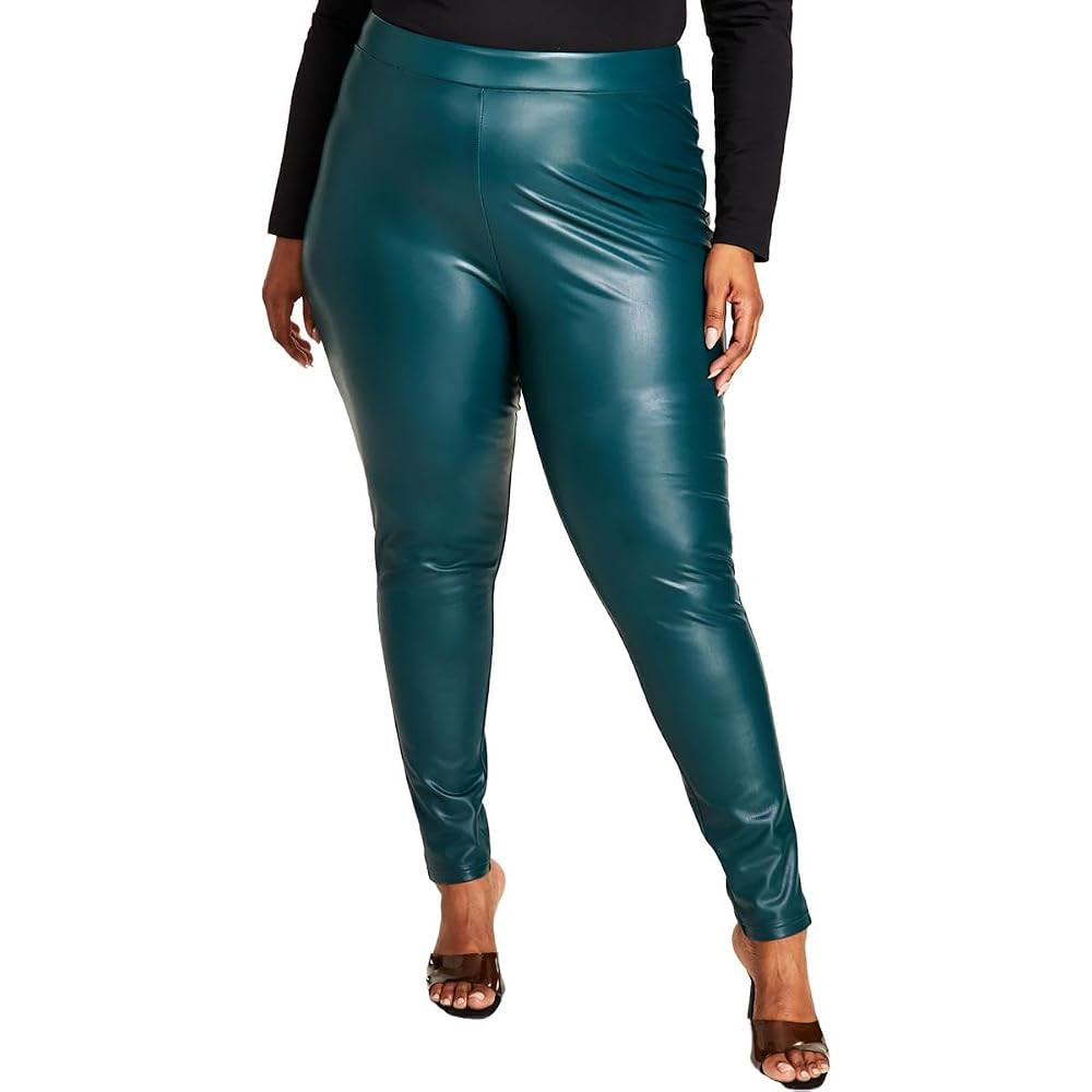 Nina Parker Womens Plus Faux Leather High Rise Leggings | Amazon (US)