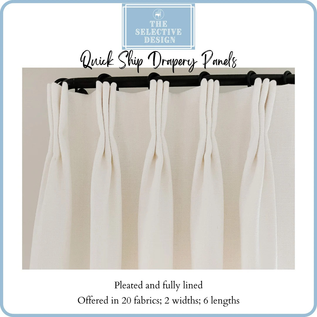 Quick Ship Linen Drapery Panel Lined Euro or Pinch Pleat - Etsy | Etsy (US)