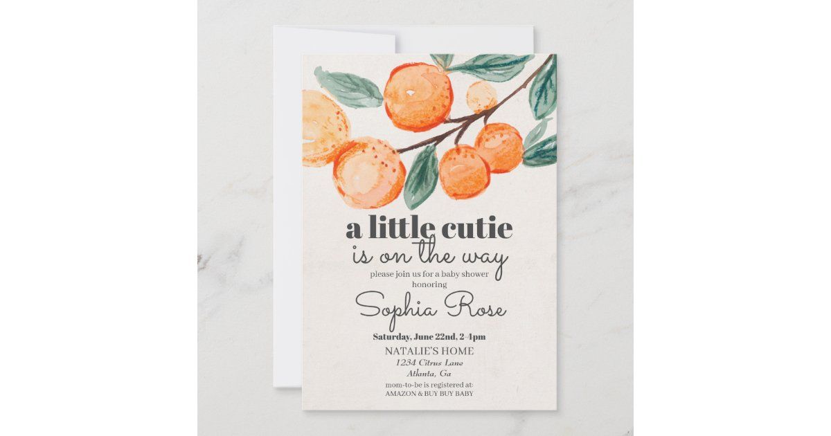 Little cutie orange baby shower invitation | Zazzle | Zazzle