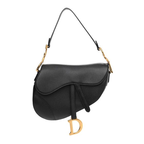 Grained Calfskin Saddle Bag Black | FASHIONPHILE (US)