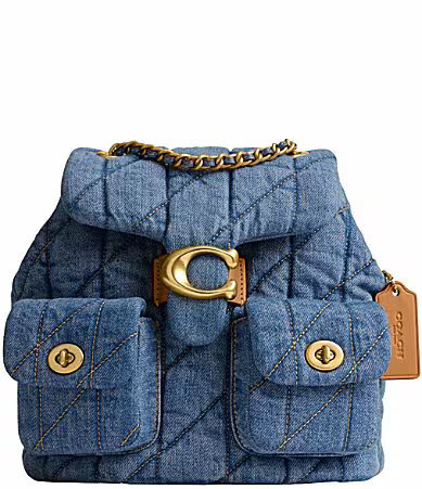 COACH Tabby Denim Quilted Chain Strap Backpack - Indigo | Dillard's