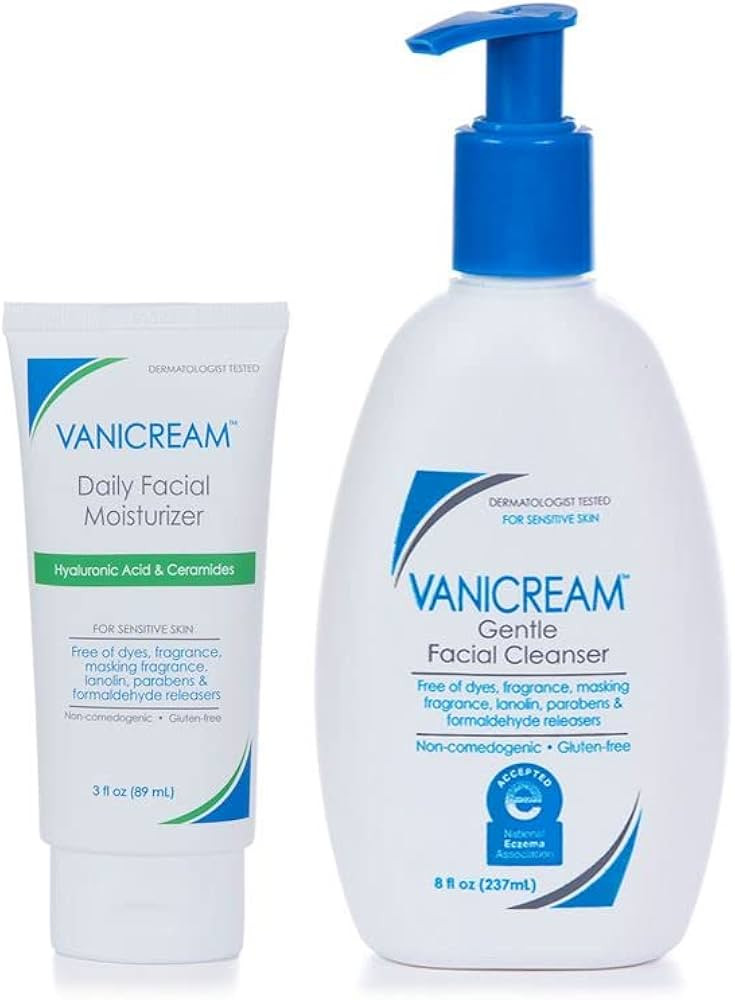 Vanicream Facial Moisturizer, 3 Oz & Gentle Facial Cleanser with Pump, 8 Oz | Amazon (US)