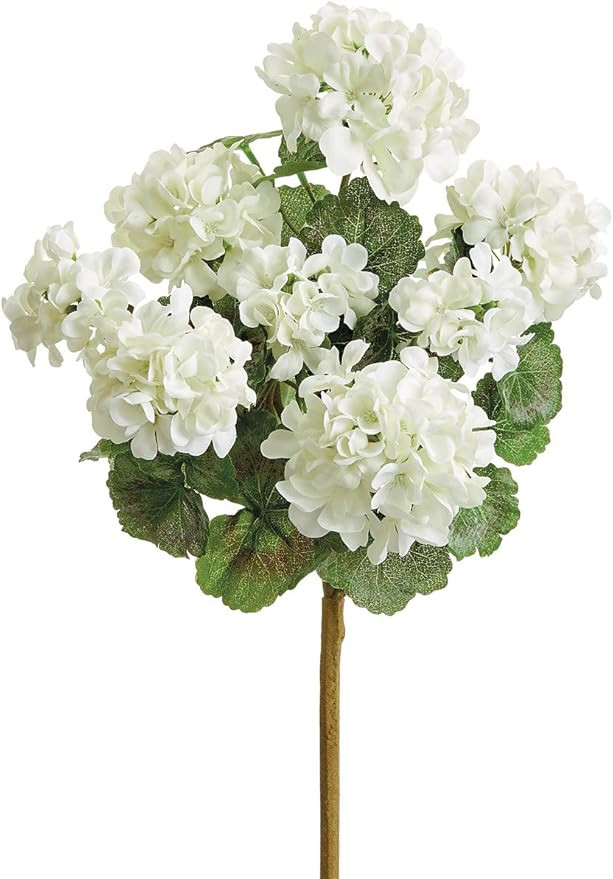 White UV Protected Outdoor Artificial Geranium Bush - 18" Tall | Amazon (US)