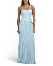 Strapless Lace Top Pleated Gown | TJ Maxx