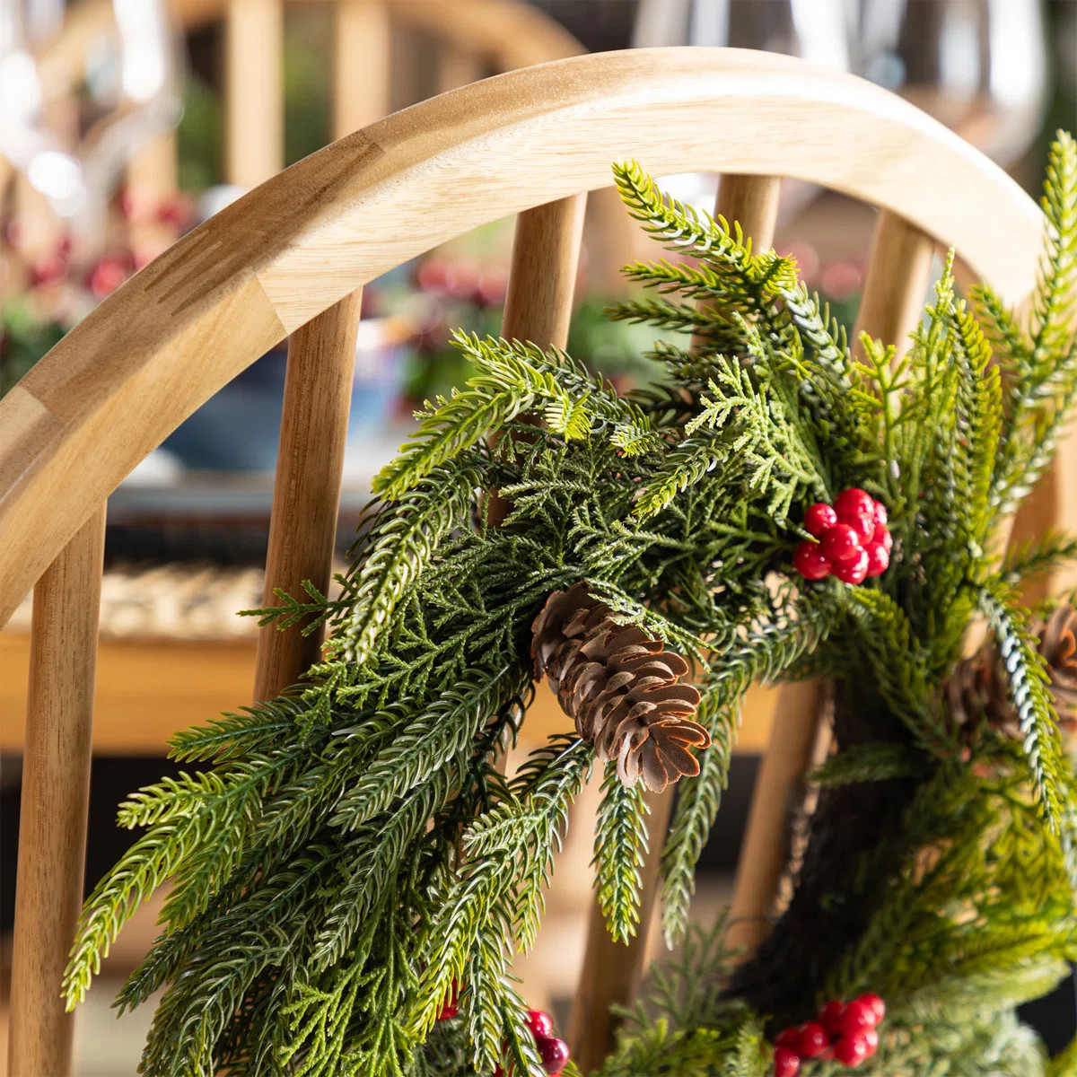 14"D Christmas Mini PE Dripping Wreath With Pinecones And Red Berries (Set of 2) | Wayfair North America