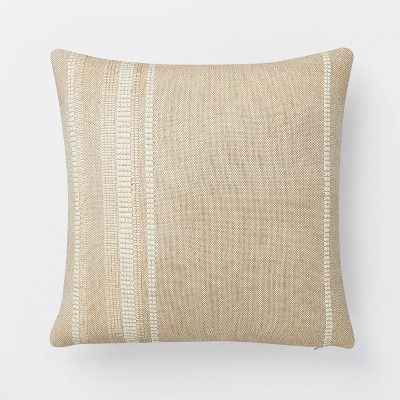 Woven Cotton Wool Striped Square Pillow Brown/Cream - Threshold&#8482; designed with Studio McGee | Target