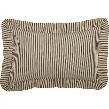 VHC Brands Sawyer Mill Throw Pillow Dark Gray and Cream Stripe Cotton Decorative Farmhouse Country Cushion with Ruffle for Sofa Couch 14x22 | Walmart (US)