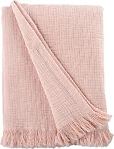 Sticky Toffee Oeko-Tex Certified Cotton Muslin Throw Blanket with Fringe, Soft Lightweight and Br... | Amazon (US)