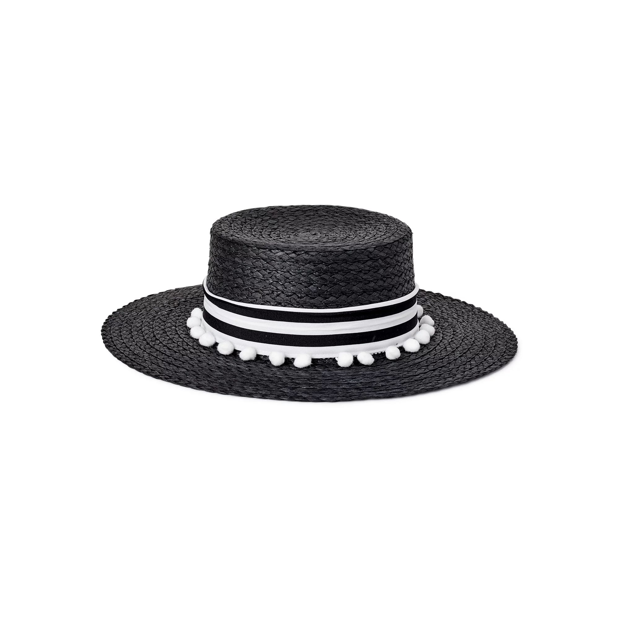 Time and Tru Boater Hat with Striped Ribbon | Walmart (US)