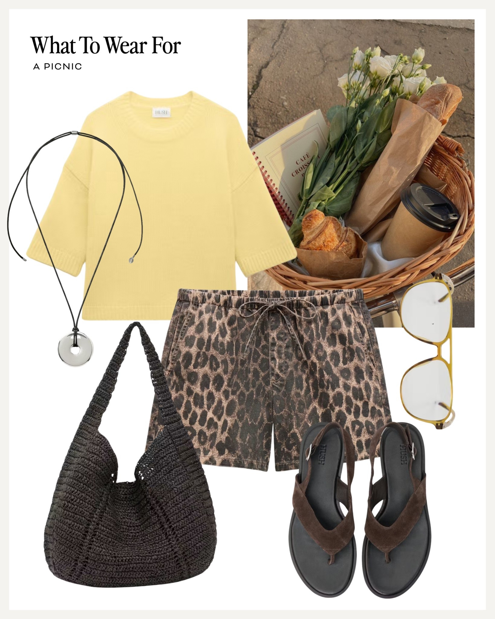 A picnic 🧺 

Summer outfits, hush new in, leopard print shoes, straw bag, yellow knit 

#LTKspring #LTKuk #LTKsummer