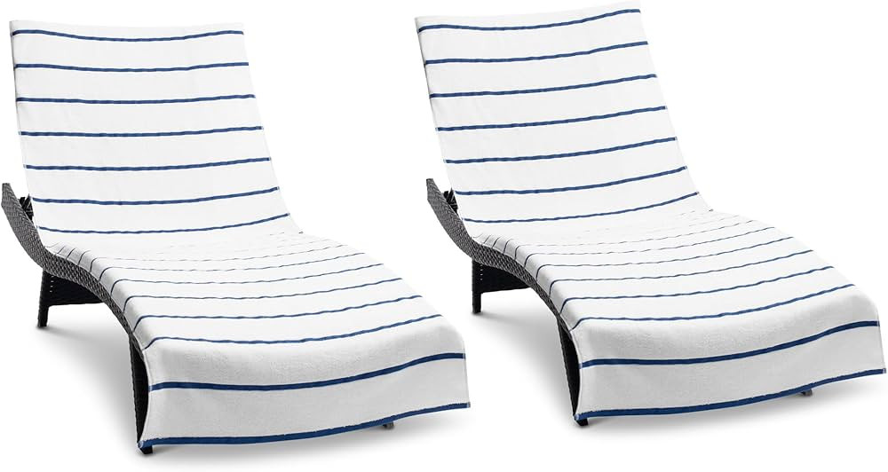 Arkwright Las Rayas Chaise Lounge Cover - Pack of 2 - Terry Towel 100% Striped Soft Cotton with P... | Amazon (US)