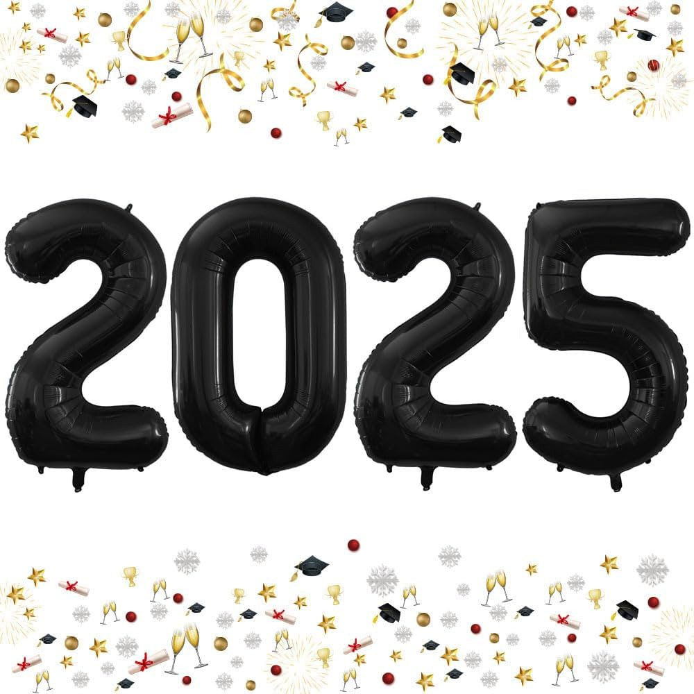 GOER 42 Inch 2025 Black Foil Number Balloons for 2025 New Year Eve Festival Party Supplies Gradua... | Amazon (US)