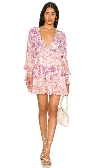 Suki Plunge Neck Dress in Off White & Crimson | Revolve Clothing (Global)