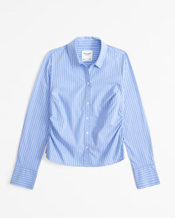 Side Cinched Poplin Shirt | Abercrombie & Fitch (UK)