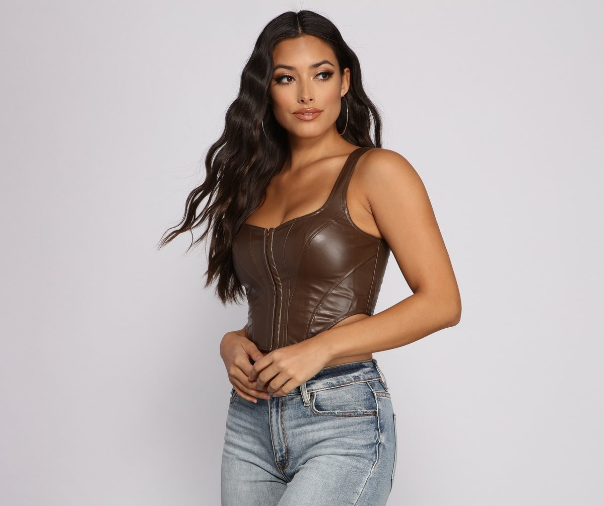 The Hook Up Faux Leather Corset Top | Windsor Stores
