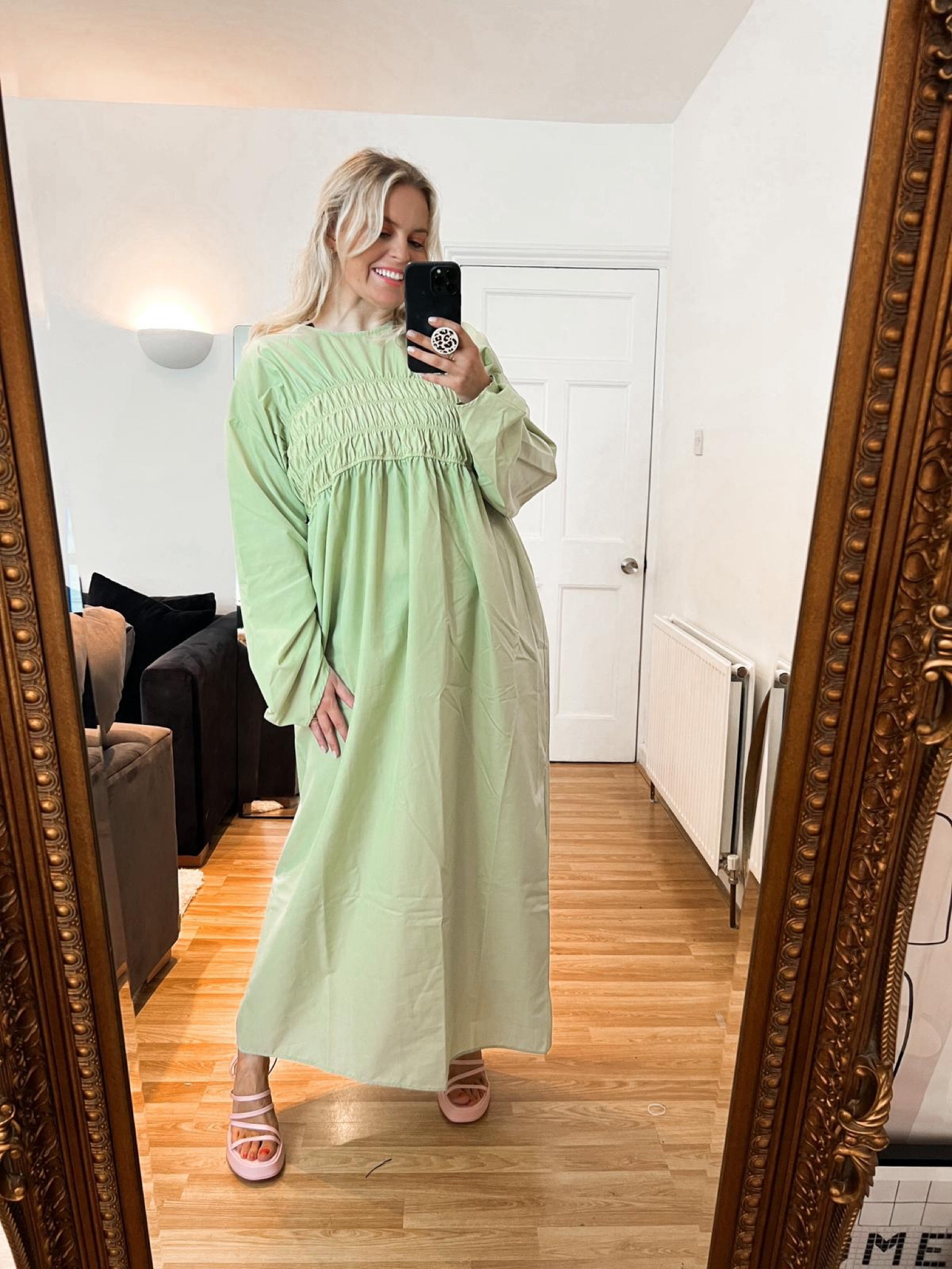 Maxi summer ruffle dress, strappy heels, flowy long sleeve, high neck dress 

#LTKeurope #LTKSeasonal #LTKstyletip