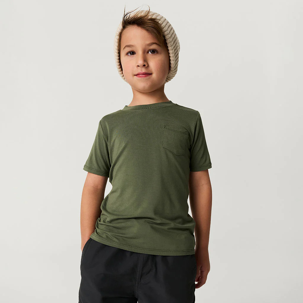 Solid Green Short Sleeve Olive Pocket Tee | Posh Peanut® | Posh Peanut
