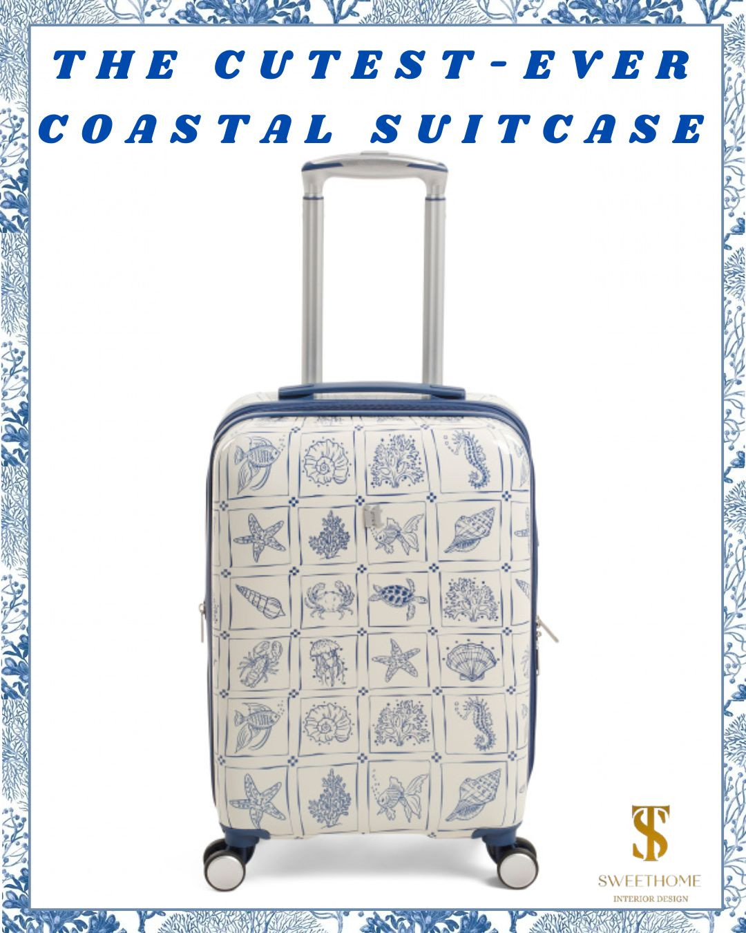 suitcase. coastal suitcase. blue and white. travel suitcase.  

 #LTKSeasonal #LTKHome #LTKTravel