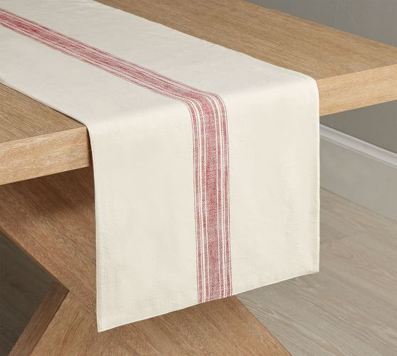 French Striped Organic Cotton Grain Sack Table Runner | Pottery Barn (US)