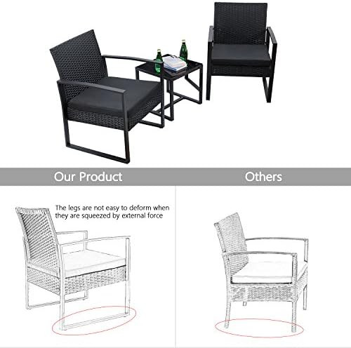 Flamaker 3 Pieces Patio Set Outdoor Wicker Patio Furniture Sets Modern Bistro Set Rattan Chair Co... | Amazon (US)