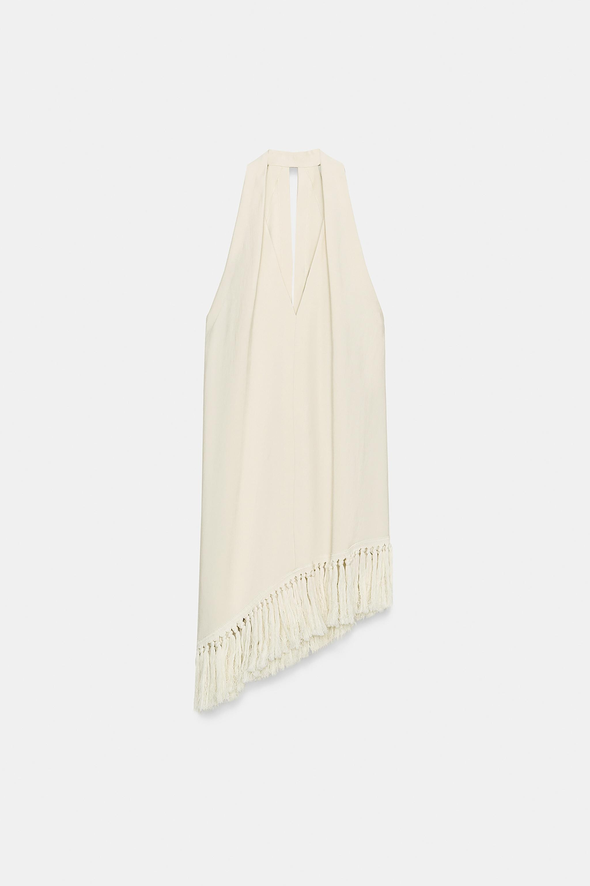 ZW COLLECTION HALTER NECK FRINGED TOP | Zara UK