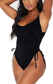 Viottiset Women's Ruched High Cut One Piece Swimsuit Tummy Control Bathing Suit Monokini | Amazon (US)