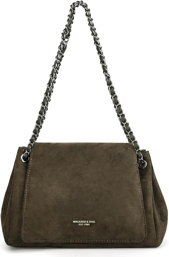 Slouchy Suede Shoulder Bag for Women, Trendy Soft Faux Suede Ruched Designer Crossbody Handbag Un... | Amazon (US)
