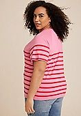 Plus Size 24/7 Eden Pink Striped Tee | Maurices