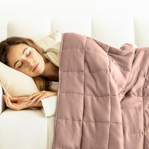 Luna Luxe Cotton Weighted Blankets for Adults - Oeko-Tex Cotton Weighted Blanket Premium Soft Blanket [15lbs - Queen - 60" x 80"] [Blush] | Amazon (US)