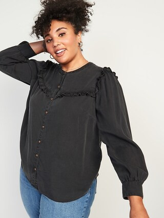 Ruffle-Yoke No-Peek Plus-Size Shirt | Old Navy (US)