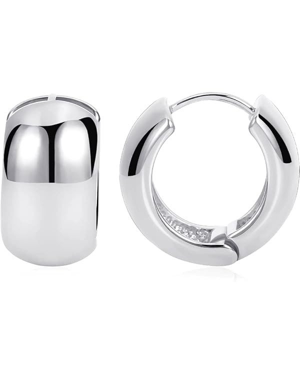 FAMARINE Small Chunky Thick Hoop Earrings for Women Girls Gold Hoops Huggie Earrings for Men Gift... | Amazon (US)