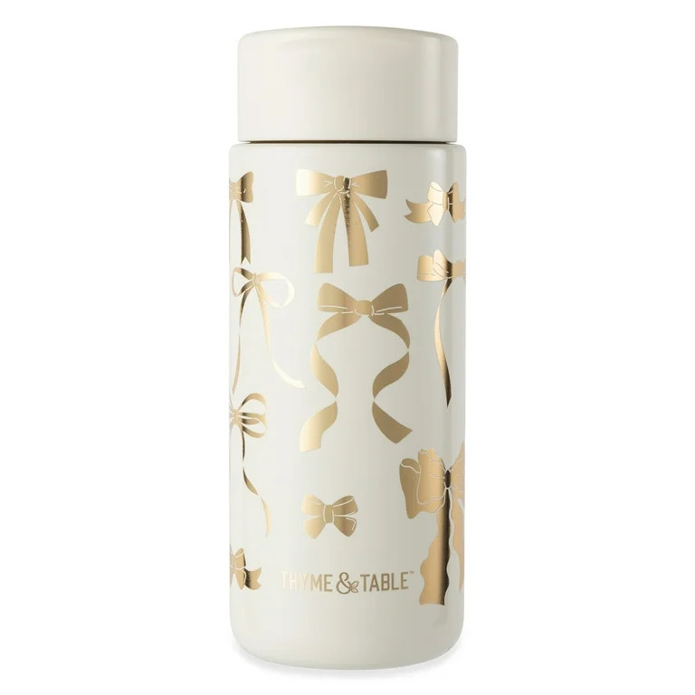 Thyme & Table Double Wall Insulated Stainless Steel Coffee Tumbler, 22oz Travel Mug, Cream & Gold... | Walmart (US)