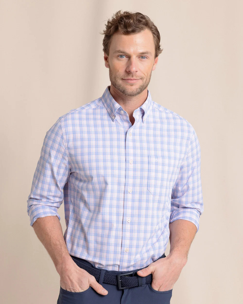 Burkes Beach Plaid Intercoastal Long Sleeve Sport Shirt | Southern Tide