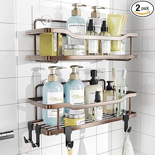 OMAIRA Shower Shelves(Bronze-Coloured), Shower Caddy with Rustproof Stainless Steel,Bathroom Show... | Amazon (US)