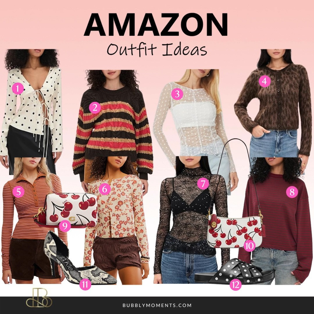 Amazon outfit ideas you’ll want to save 🤍 These cute and easy looks are perfect for everyday style. From the polka dot blouse and cozy striped sweater to the sheer mesh tops and classic cardigans, these pieces are simple but stylish. Pair them with denim, skirts, or shorts to create effortless outfits for coffee dates, casual days, or weekend plans. I also love the cherry print bags and statement shoes that add a fun touch to any outfit. These are great wardrobe pieces you can mix and match all season. Tap to shop your favorites and save this for outfit inspiration!
#LTKootd #LTKStyle #LTKFinds #LTKFashion#amazonfashion #amazonfinds #amazonstyle #amazonoutfits #outfitideas #womensfashion #casualstyle #everydaystyle #styleinspo #fashioninspo #ootd #dailyoutfits #trendingoutfits #cuteoutfits #streetstyle #styleideas #fashionfinds #amazonmusthaves #amazonfashionfinds #falloutfits #winteroutfits #cozyoutfits #sweaterweather #whatiwore #outfitinspo  

 