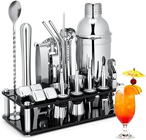 Cocktail Shaker Set, 23-Piece Stainless Steel Bartender Kit with Acrylic Stand & Cocktail Recipes... | Amazon (US)