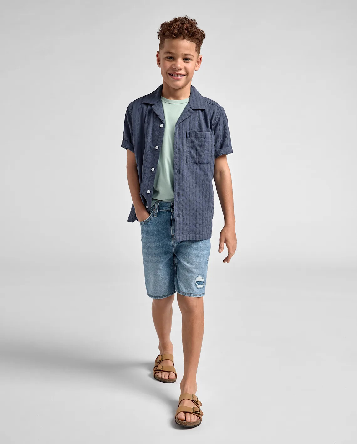 Boys Ripped Jean Shorts - blue | The Children's Place