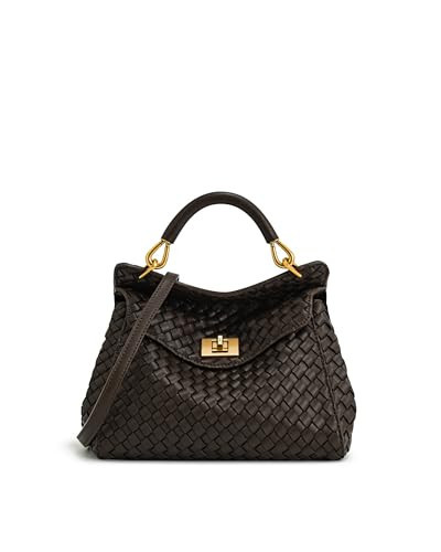 JW PEI Women's Lucia Classic Top Handle Woven Bag - Dark Brown | Amazon (US)