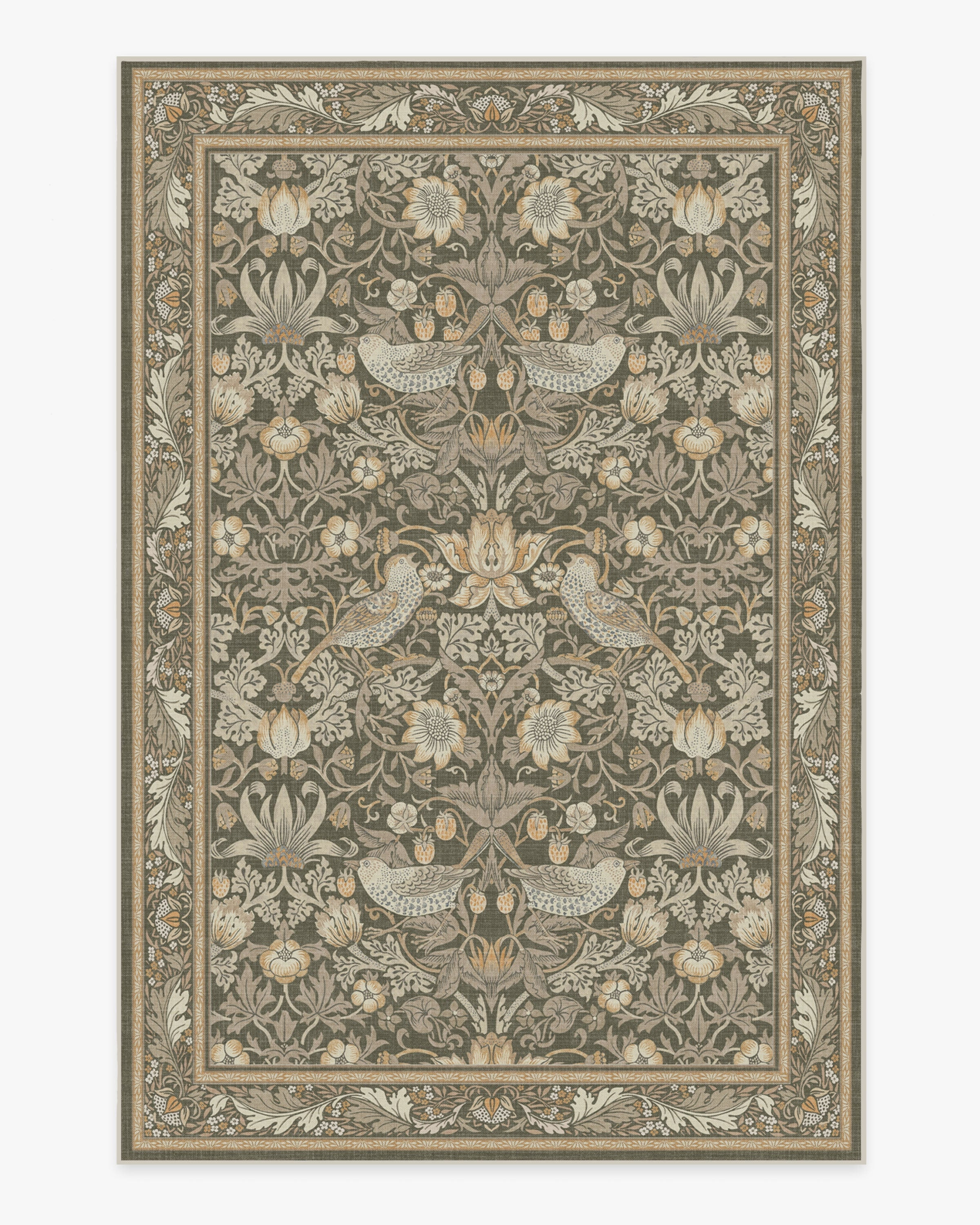 Morris & Co. Strawberry Thief Stone Gold Rug | Ruggable