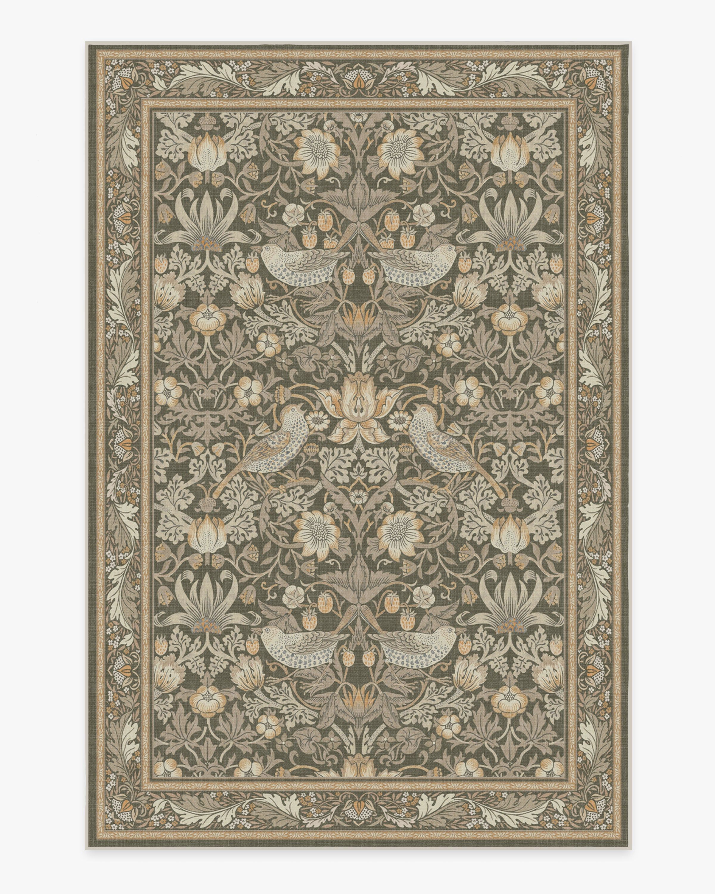 Morris & Co. Strawberry Thief Stone Gold Rug | Ruggable