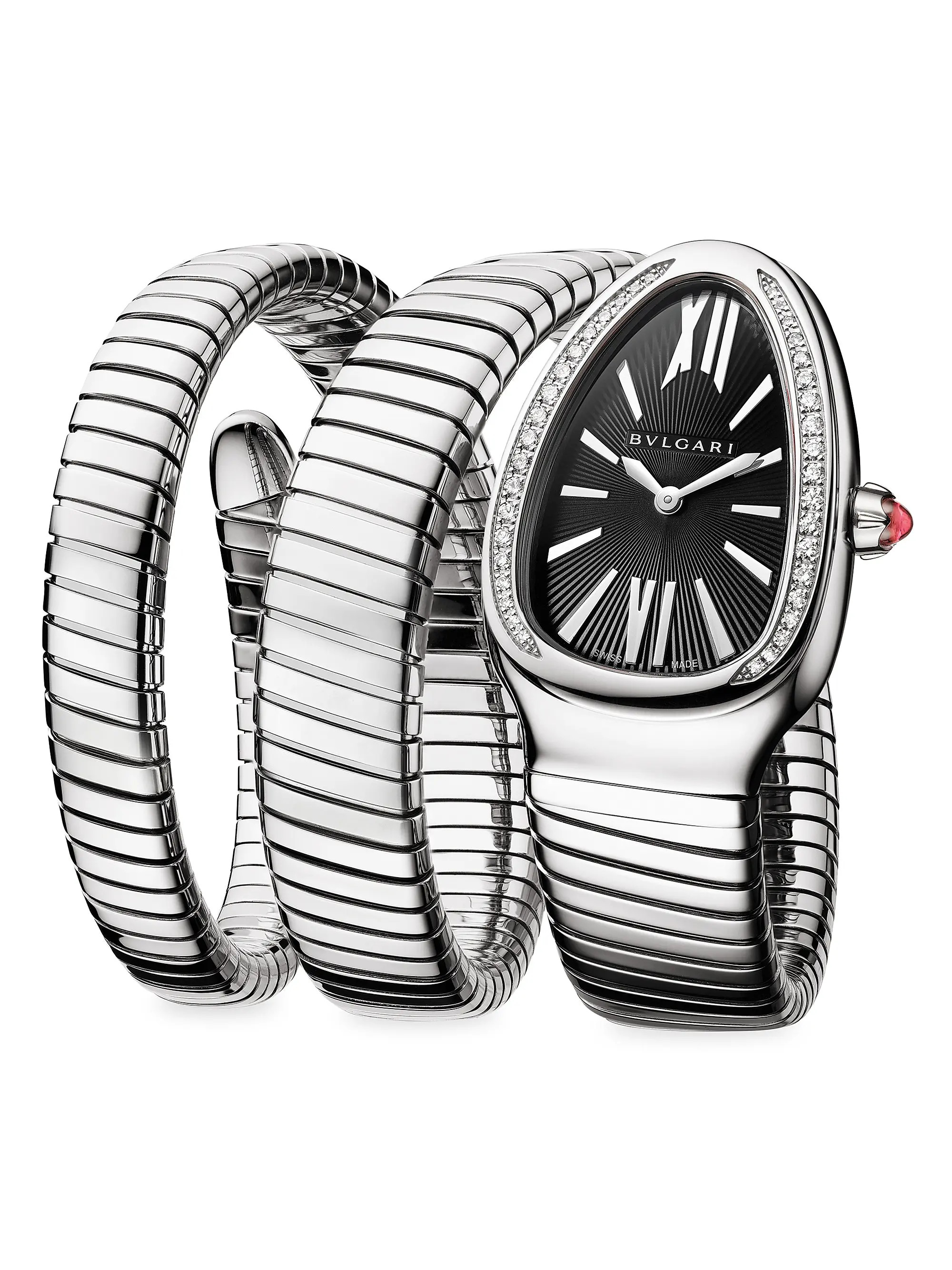 BVLGARI Serpenti Tubogas Stainless Steel &amp; Diamond Double Twist Watch | Saks Fifth Avenue | Saks Fifth Avenue