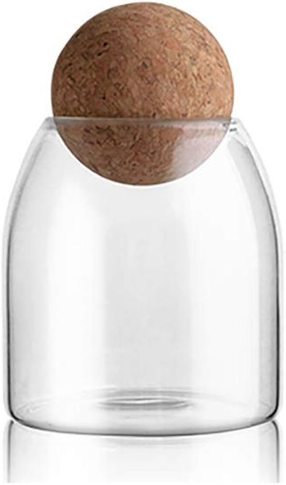 MOLFUJ 550ML/18Oz Glass Storage Container with Ball Cork, Cute Decorative Organizer Bottle Canist... | Amazon (US)