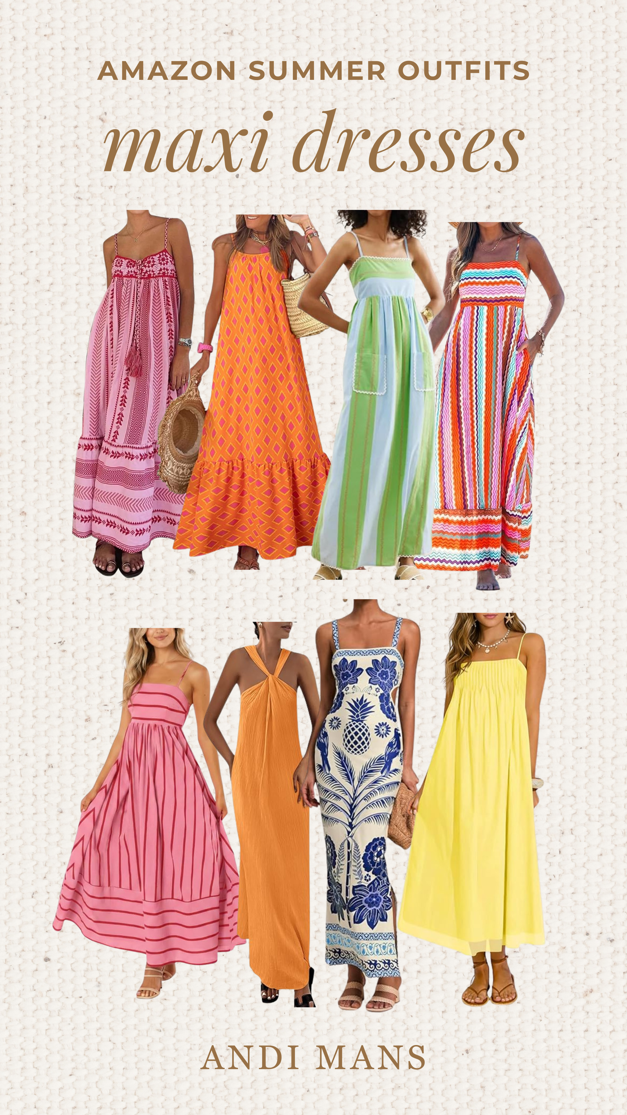 Colorful Summer Dresses Under $50. A roundup of colorful maxi dresses perfect for summer vacations, beach days, brunch, and everything in between. These Amazon finds are affordable, easy to wear, and full of fun summer color. Just add sandals and your favorite accessories and you're ready for the season. 

 #LTKootd #LTKOver40 #LTKTall