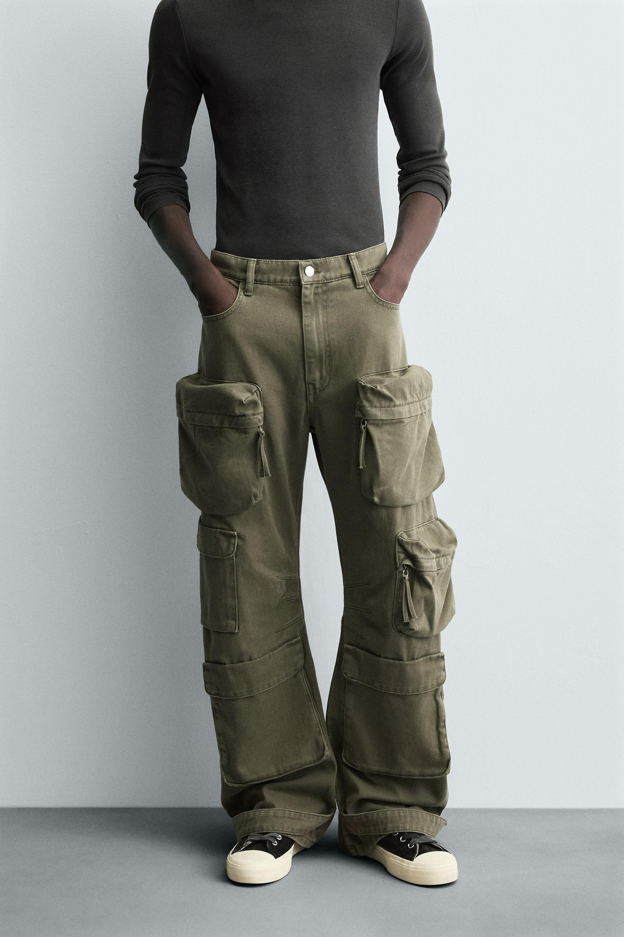 DENIM CARGO PANTS WITH POCKETS | Zara US